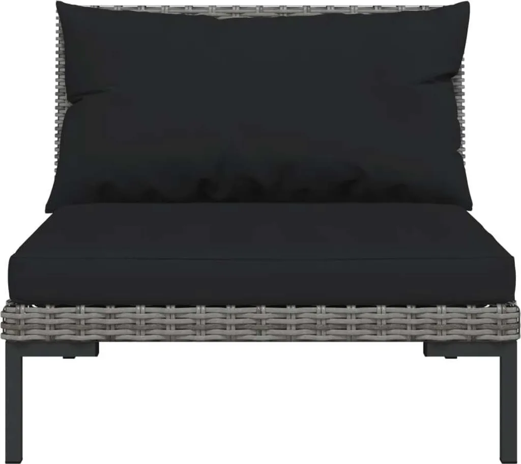 VidaXL 5-tlg. Garten-Lounge-Set Mit Kissen Poly Rattan Dunkelgrau 4 VidaXL 5-tlg. Garten-Lounge-Set Mit Kissen Poly Rattan Dunkelgrau – Bild 4