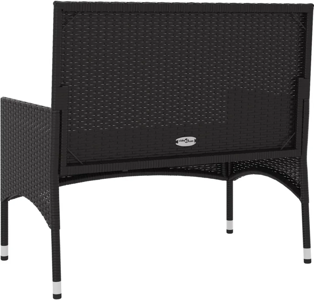 VidaXL Gartenbank 2-Sitzer Mit Kissen Schwarz Poly Rattan 5 VidaXL Gartenbank 2-Sitzer Mit Kissen Schwarz Poly Rattan – Bild 5