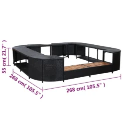 VidaXL Whirlpool-Umrandung Quadratisch Schwarz 268x268x55 Poly Rattan 11 VidaXL Whirlpool-Umrandung Quadratisch Schwarz 268x268x55 Poly Rattan -Kaufland bad55e8ab22991723526e93d0d6a2403
