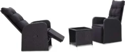 VidaXL 3-tlg. Bistro-Set Mit Auflagen Poly Rattan Schwarz