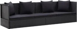 VidaXL Garten-Sofabett Mit Kissen Poly Rattan Schwarz