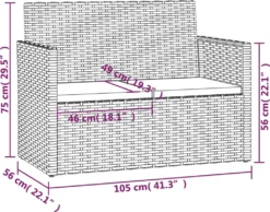 VidaXL Gartenbank Mit Kissen Schwarz 105 Cm Poly Rattan -Kaufland bca936e8d5c69a07efb32a5be3129933