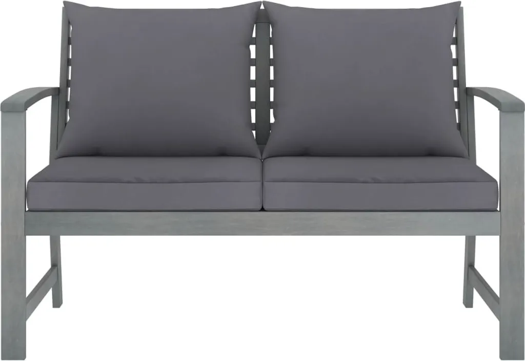 VidaXL Gartenbank 120 Cm Mit Dunkelgrauen Kissen Massivholz Akazie 2 VidaXL Gartenbank 120 Cm Mit Dunkelgrauen Kissen Massivholz Akazie – Bild 2
