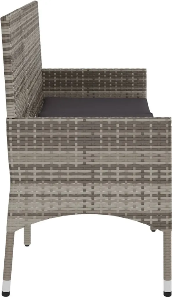 VidaXL Gartenbank 3-Sitzer Mit Kissen Grau Poly Rattan 4 VidaXL Gartenbank 3-Sitzer Mit Kissen Grau Poly Rattan – Bild 4