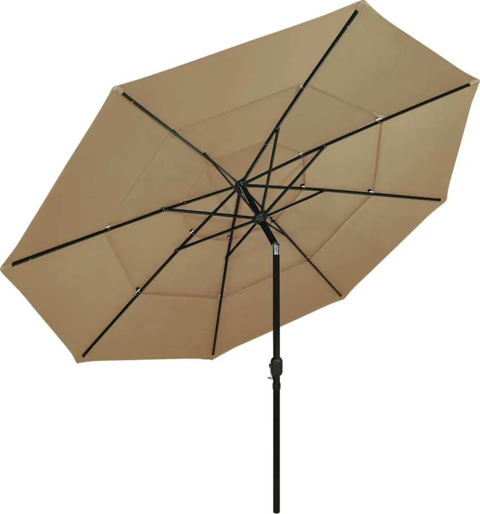 VidaXL Sonnenschirm Mit Aluminium-Mast 3-lagig Taupe 3,5 M 2 VidaXL Sonnenschirm Mit Aluminium-Mast 3-lagig Taupe 3,5 M – Bild 2