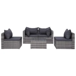 VidaXL 5-tlg. Garten-Sofagarnitur Mit Polstern & Kissen Poly Rattan Grau -Kaufland c0bd7047944a0bd04f76fd614d0e1243