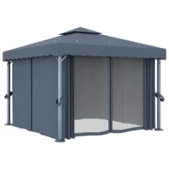 VidaXL Pavillon Mit Vorhang 3x3 M Anthrazit Aluminium
