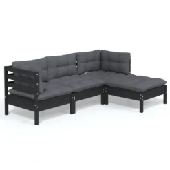 VidaXL 4-tlg. Garten-Lounge-Set Mit Kissen Schwarz Kiefernholz 9 VidaXL 4-tlg. Garten-Lounge-Set Mit Kissen Schwarz Kiefernholz -Kaufland c57c0bf3ef8a2f3e269b169da9a9ec05