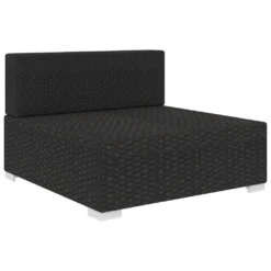 VidaXL Modular-Sofa-Mittelteil 1 Stk. + Auflagen Poly Rattan Schwarz