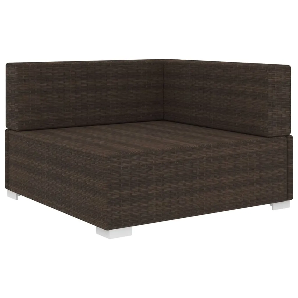 VidaXL Modular-Sofa-Eckteil 1 Stk. + Auflagen Poly Rattan Braun 4 VidaXL Modular-Sofa-Eckteil 1 Stk. + Auflagen Poly Rattan Braun – Bild 4