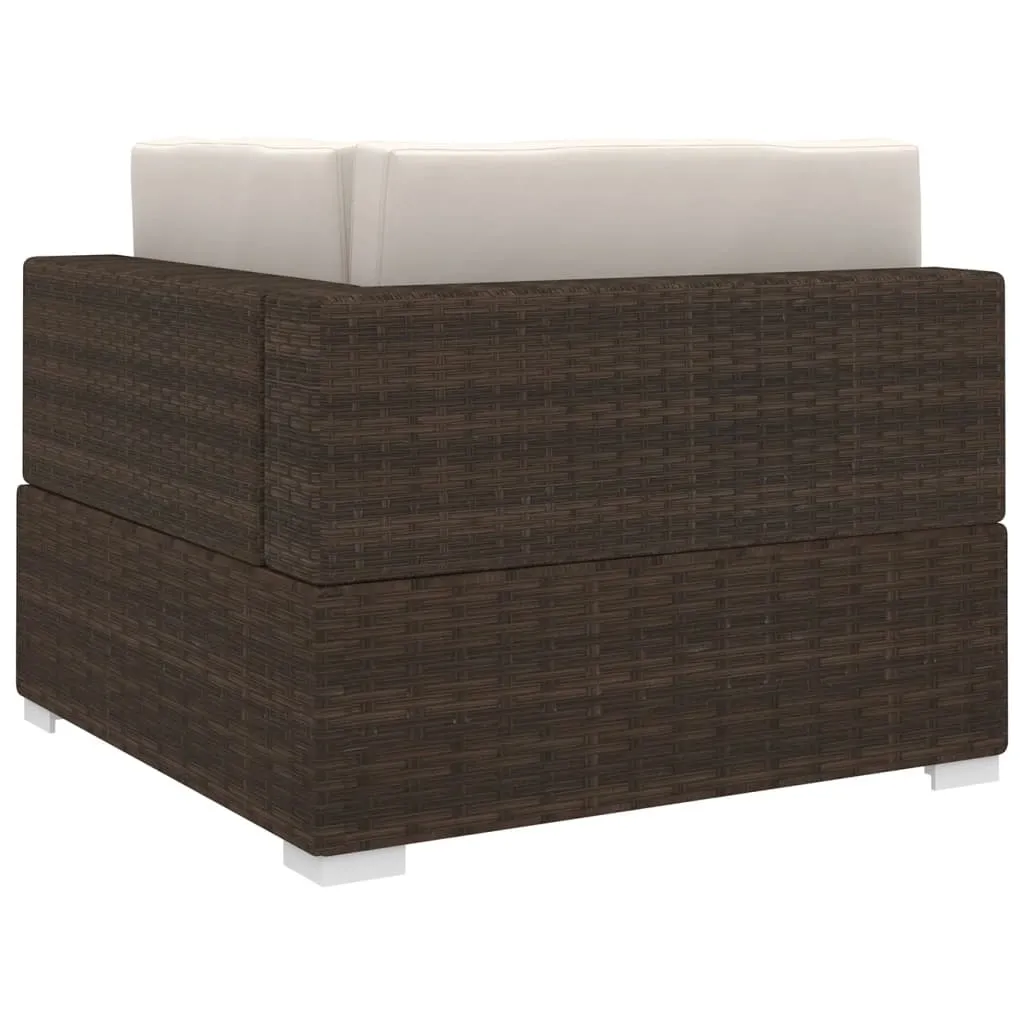 VidaXL Modular-Sofa-Eckteil 1 Stk. + Auflagen Poly Rattan Braun 2 VidaXL Modular-Sofa-Eckteil 1 Stk. + Auflagen Poly Rattan Braun – Bild 2