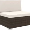 VidaXL Modular-Sofa-Mittelteil 1 Stk. + Auflagen Poly Rattan Braun