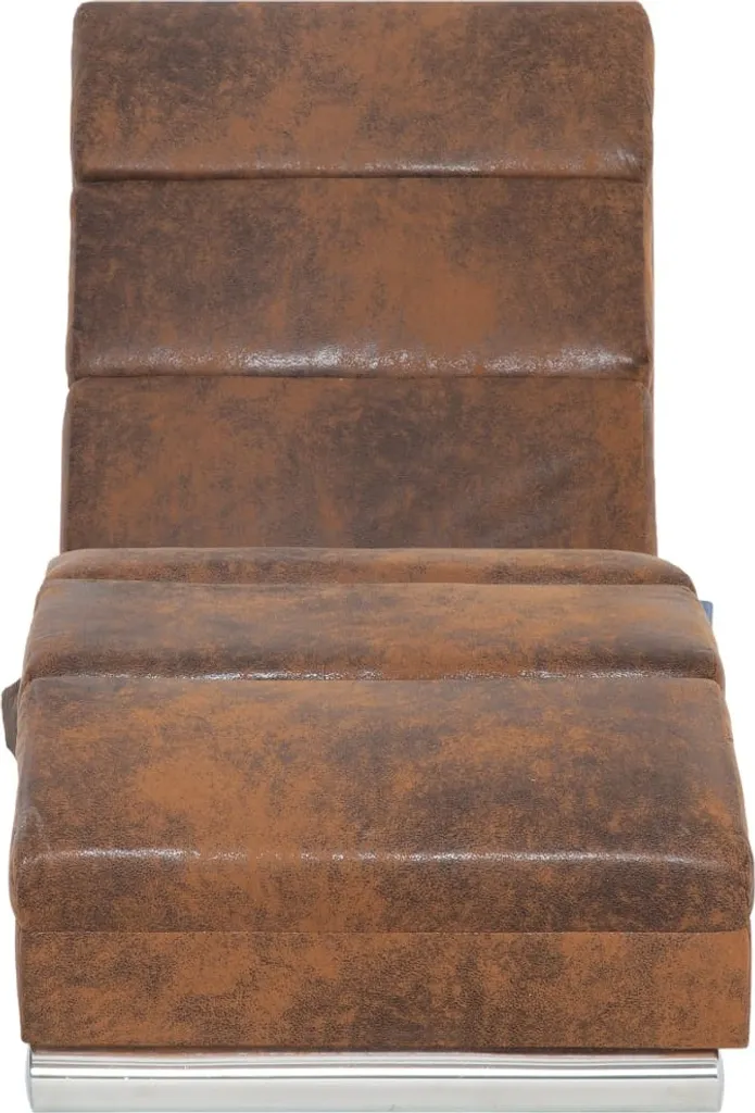 VidaXL Massage Chaiselongue Braun Wildleder-Optik 5 VidaXL Massage Chaiselongue Braun Wildleder-Optik – Bild 5