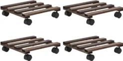 VidaXL Pflanzenständer Mit Rollen 4 Stk. Zedernholz 25 X 25 Cm