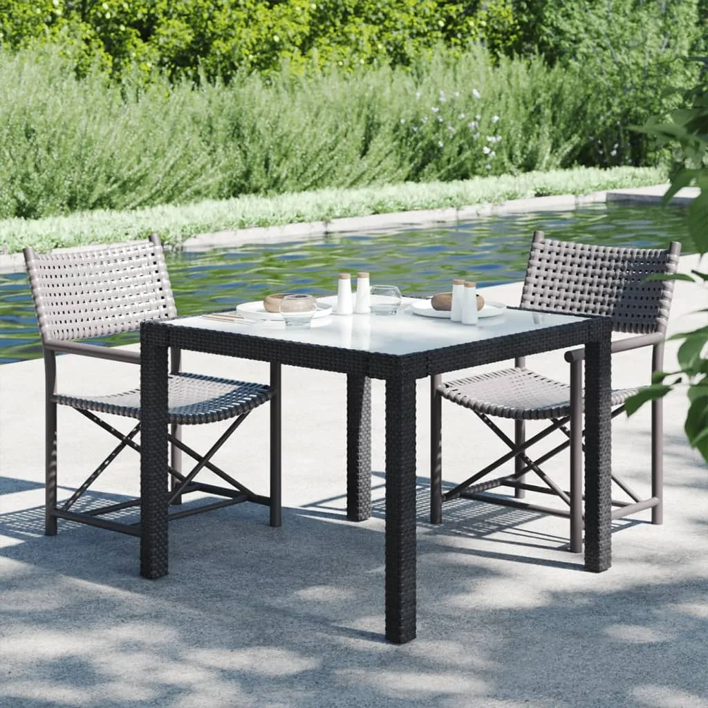 VidaXL Gartentisch 90x90x75 Cm Gehärtetes Glas Poly Rattan Schwarz 2 VidaXL Gartentisch 90x90x75 Cm Gehärtetes Glas Poly Rattan Schwarz – Bild 2