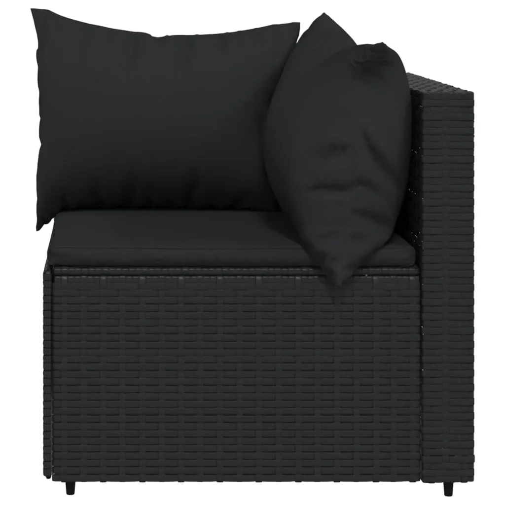 VidaXL Garten-Ecksofa Mit Kissen Schwarz Poly Rattan 4 VidaXL Garten-Ecksofa Mit Kissen Schwarz Poly Rattan – Bild 4