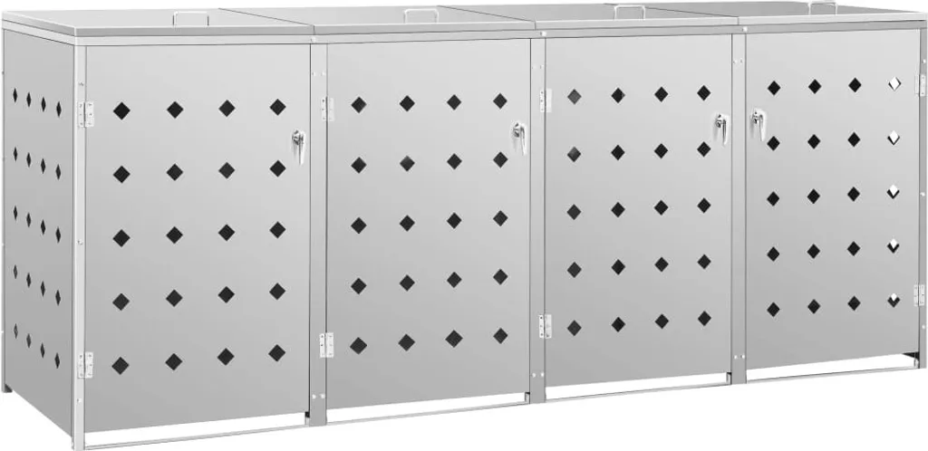 VidaXL Mülltonnenbox Für 4 Tonnen 240 L Edelstahl 2 VidaXL Mülltonnenbox Für 4 Tonnen 240 L Edelstahl – Bild 2