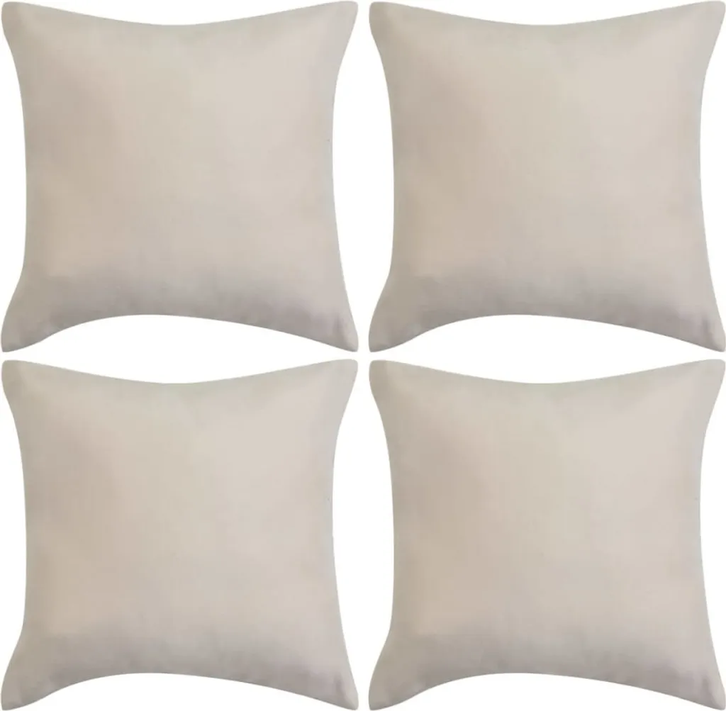VidaXL Kissenbezüge 4 Stk. 40x40 Cm Polyester Kunstleder Beige 1 VidaXL Kissenbezüge 4 Stk. 40x40 Cm Polyester Kunstleder Beige