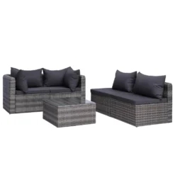 VidaXL 5-tlg. Garten-Sofagarnitur Mit Polstern & Kissen Poly Rattan Grau -Kaufland d74a18e2de8f7f452713c45e211a640f