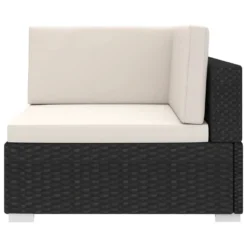 VidaXL Modular-Sofa-Eckteil 1 Stk. + Auflagen Poly Rattan Schwarz