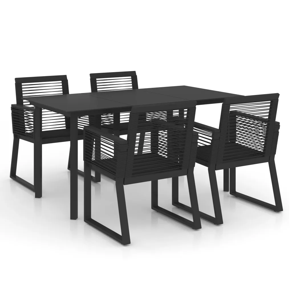 VidaXL 5-tlg. Garten-Essgruppe PVC Rattan Schwarz 1 VidaXL 5-tlg. Garten-Essgruppe PVC Rattan Schwarz