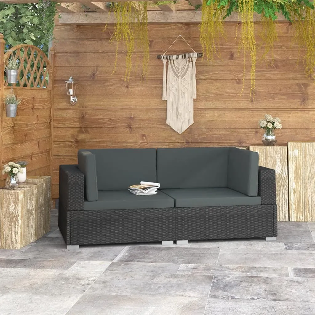 VidaXL Ecksofas 2 Stk. Mit Auflagen Poly Rattan Schwarz 1 VidaXL Ecksofas 2 Stk. Mit Auflagen Poly Rattan Schwarz