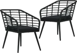 VidaXL Gartenstühle 2 Stk. Mit Auflagen Poly Rattan Schwarz