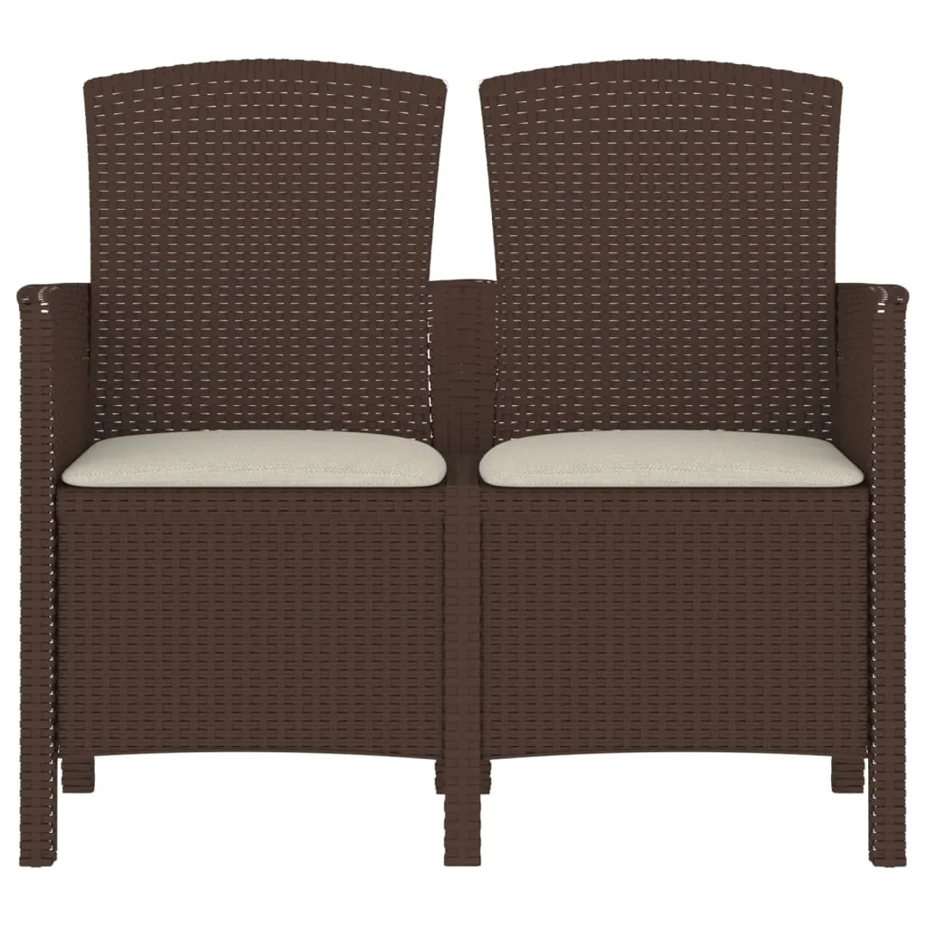 VidaXL 2-Sitzer Gartenbank Mit Kissen PP Rattan Braun 3 VidaXL 2-Sitzer Gartenbank Mit Kissen PP Rattan Braun – Bild 3