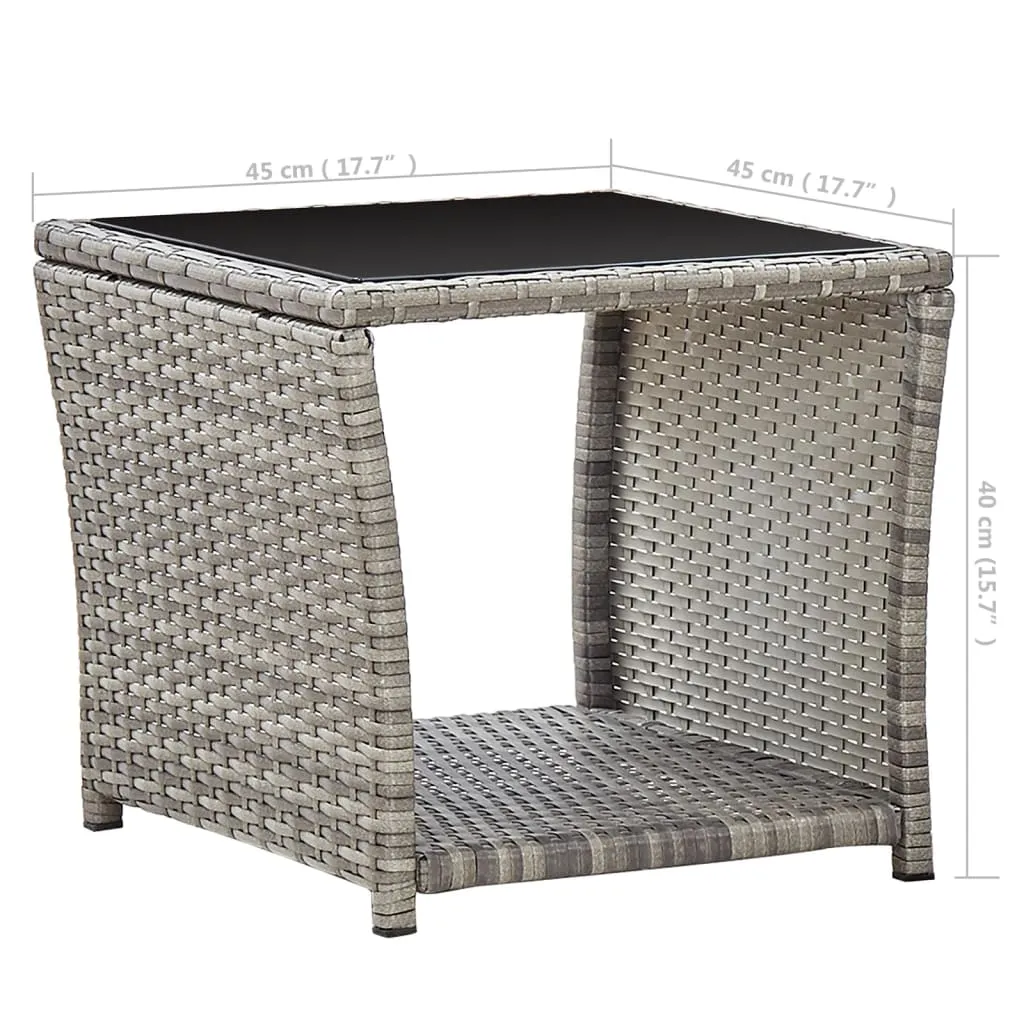 VidaXL Couchtisch Grau 45 X 45 X 40 Cm Poly Rattan Und Glas 5 VidaXL Couchtisch Grau 45 X 45 X 40 Cm Poly Rattan Und Glas – Bild 5