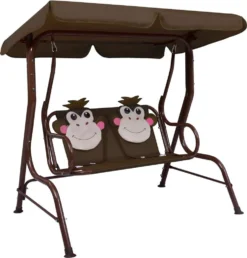 VidaXL Kinder-Hollywoodschaukel Braun 115×75×110 Cm Stoff