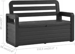 VidaXL Gartenbank Mit Stauraum 132,5 Cm Kunststoff Anthrazit -Kaufland df56fff3767ba166533377358eb6cc23