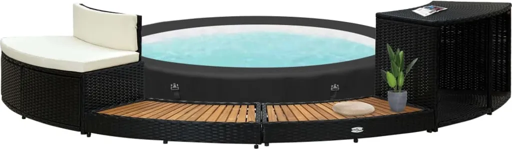 VidaXL Whirlpool-Umrandung Schwarz Poly Rattan Und Akazienholz 1 VidaXL Whirlpool-Umrandung Schwarz Poly Rattan Und Akazienholz