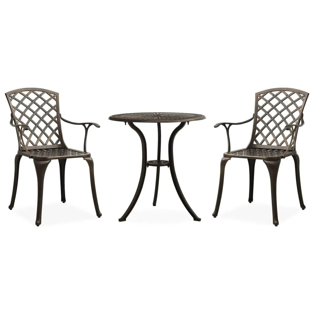 VidaXL 3-tlg. Bistro-Set Aluminiumguss Bronzen 1 VidaXL 3-tlg. Bistro-Set Aluminiumguss Bronzen