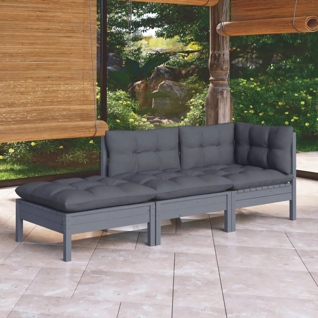 VidaXL 3-tlg. Garten-Lounge-Set Mit Kissen Kiefer Massivholz 1 VidaXL 3-tlg. Garten-Lounge-Set Mit Kissen Kiefer Massivholz