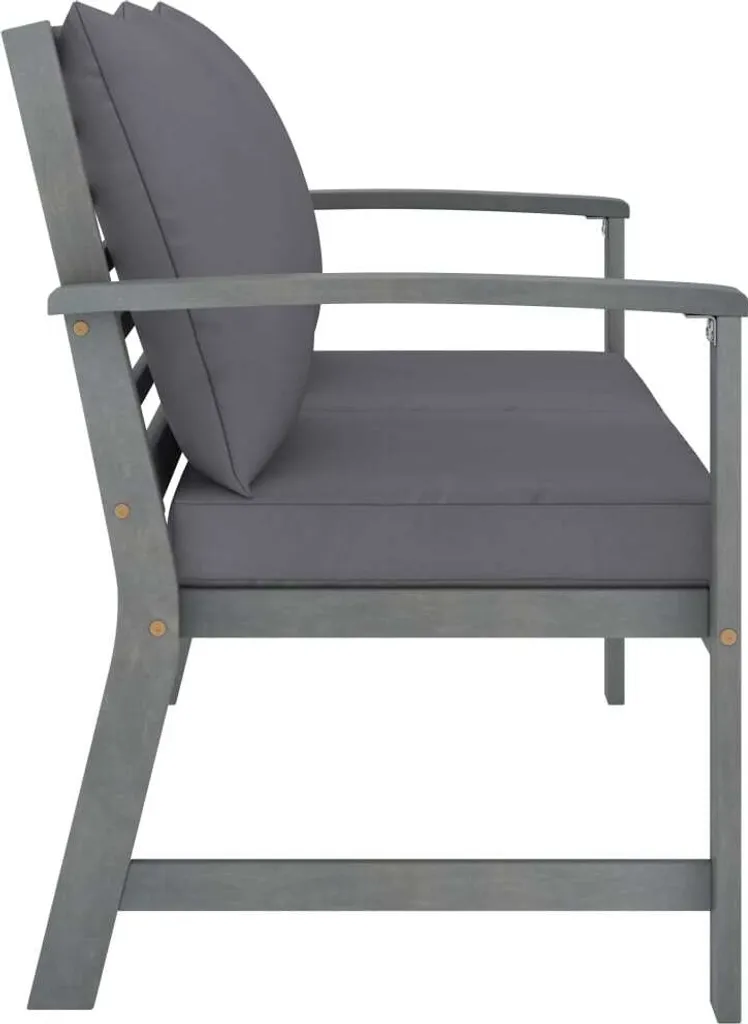 VidaXL Gartenbank 120 Cm Mit Dunkelgrauen Kissen Massivholz Akazie 3 VidaXL Gartenbank 120 Cm Mit Dunkelgrauen Kissen Massivholz Akazie – Bild 3