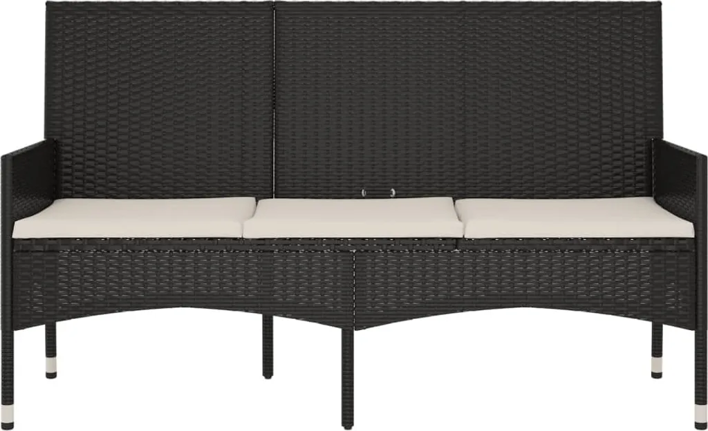 VidaXL Gartenbank 3-Sitzer Mit Kissen Schwarz Poly Rattan 3 VidaXL Gartenbank 3-Sitzer Mit Kissen Schwarz Poly Rattan – Bild 3