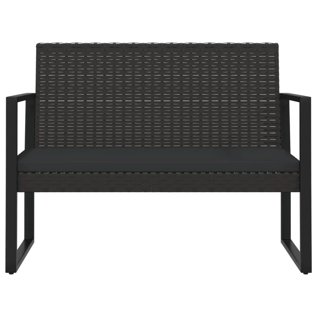 VidaXL Gartenbank Mit Kissen Schwarz 106 Cm Poly Rattan 3 VidaXL Gartenbank Mit Kissen Schwarz 106 Cm Poly Rattan – Bild 3
