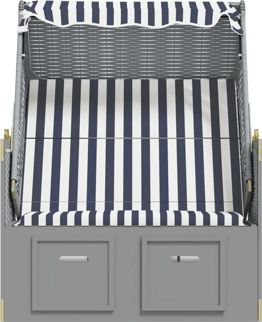 VidaXL Strandkorb Mit Dach Poly Rattan Und Massivholz Blau & Weiß 6 VidaXL Strandkorb Mit Dach Poly Rattan Und Massivholz Blau & Weiß – Bild 6