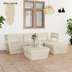 VidaXL 5-tlg. Garten-Paletten-Lounge-Set Imprägniertes Fichtenholz