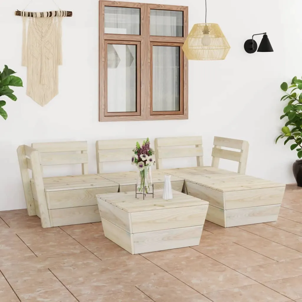 VidaXL 5-tlg. Garten-Paletten-Lounge-Set Imprägniertes Fichtenholz 1 VidaXL 5-tlg. Garten-Paletten-Lounge-Set Imprägniertes Fichtenholz