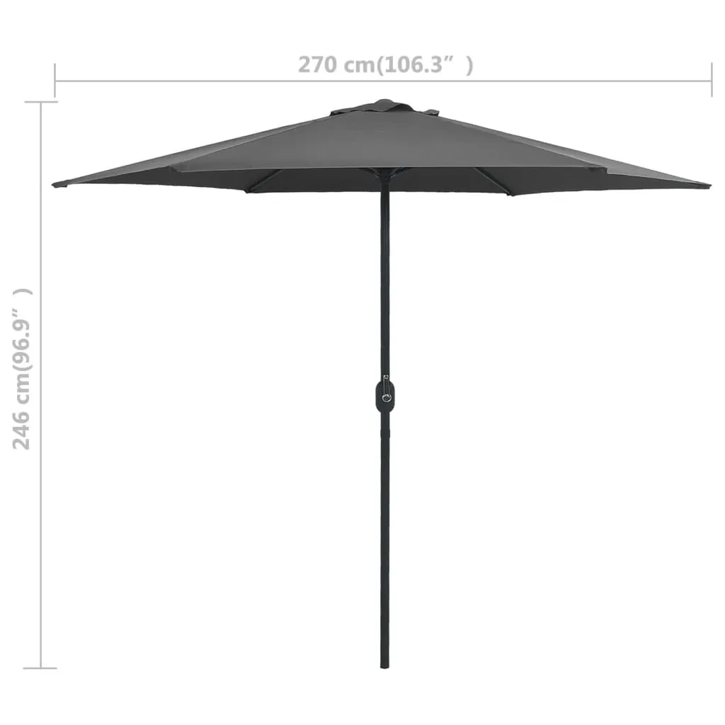 VidaXL Sonnenschirm Mit Aluminium-Mast 270 X 246 Cm Anthrazit 6 VidaXL Sonnenschirm Mit Aluminium-Mast 270 X 246 Cm Anthrazit – Bild 6
