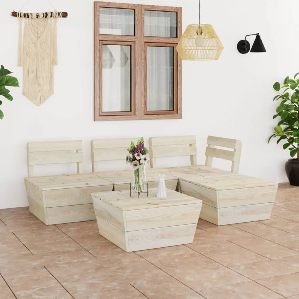 VidaXL 5-tlg. Garten-Paletten-Lounge-Set Imprägniertes Fichtenholz 1 VidaXL 5-tlg. Garten-Paletten-Lounge-Set Imprägniertes Fichtenholz