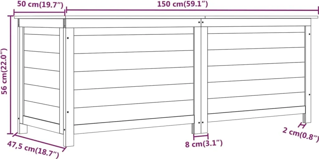 VidaXL Outdoor-Kissenbox Weiß 150x50x56 Cm Massivholz Tanne 7 VidaXL Outdoor-Kissenbox Weiß 150x50x56 Cm Massivholz Tanne – Bild 7