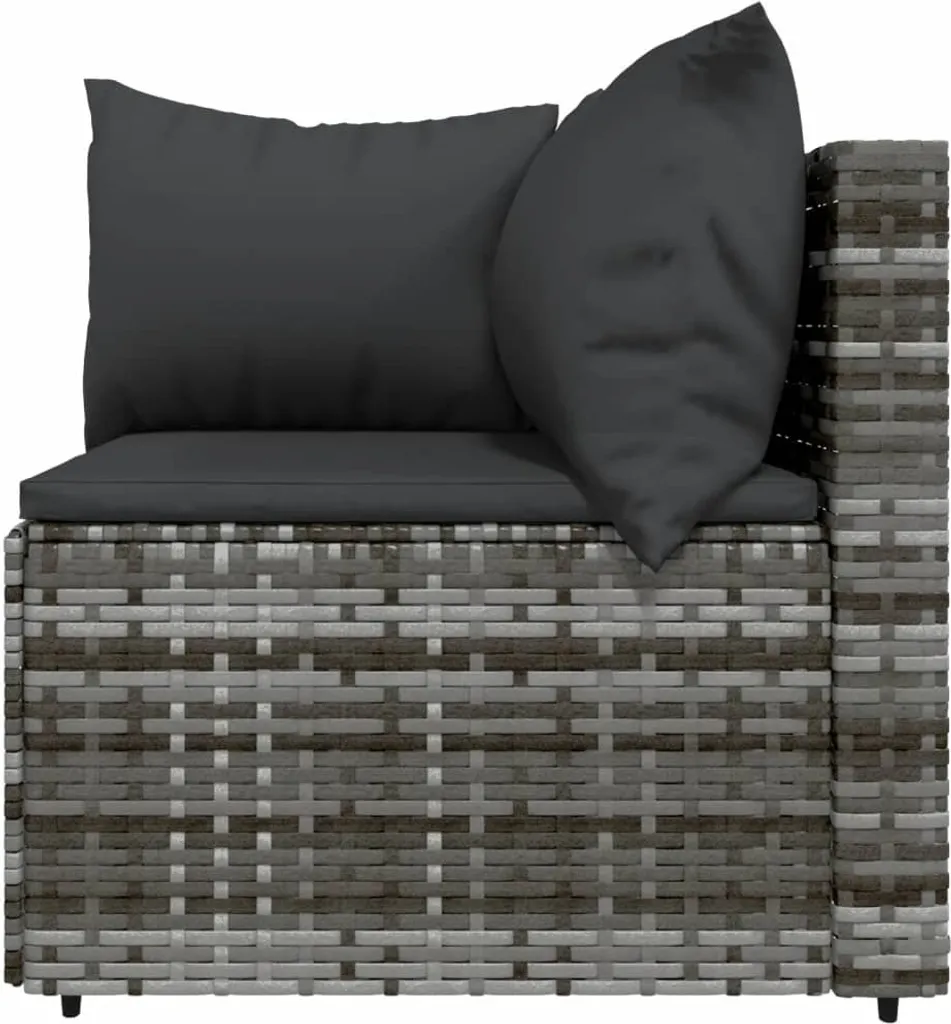 VidaXL 4-tlg. Garten-Lounge-Set Mit Kissen Grau Poly Rattan 5 VidaXL 4-tlg. Garten-Lounge-Set Mit Kissen Grau Poly Rattan – Bild 5