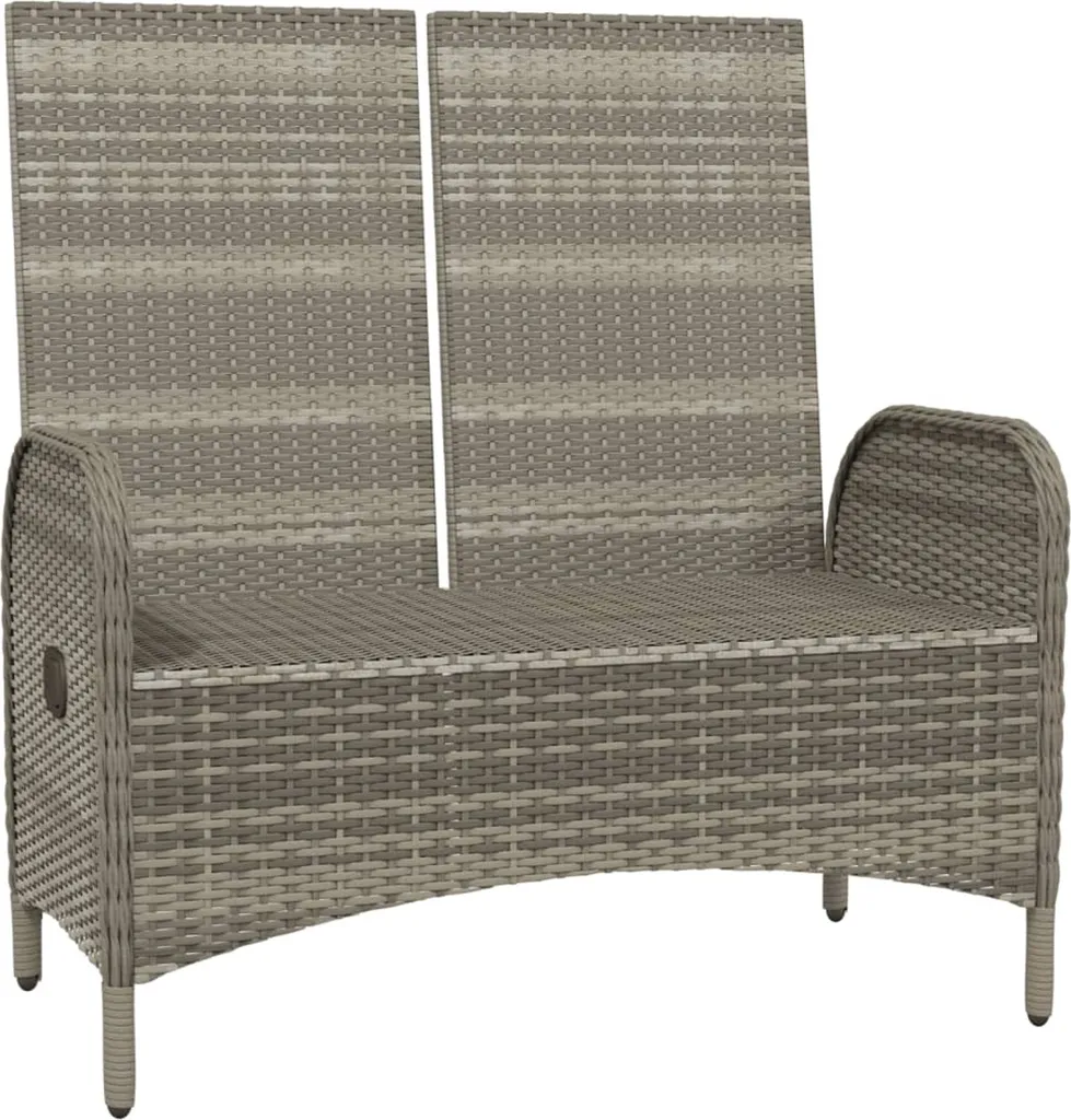VIDAXL Gartenbank Mit Liegefunktion Und Kissen 107 Cm Poly Rattan Grau 3 VIDAXL Gartenbank Mit Liegefunktion Und Kissen 107 Cm Poly Rattan Grau – Bild 3