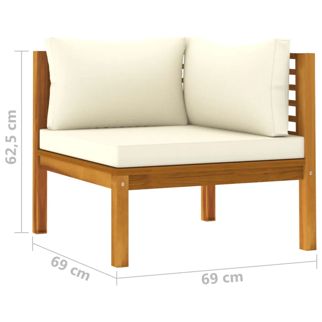 VidaXL 3-Sitzer-Gartensofa Mit Creme Kissen Massivholz Akazie 7 VidaXL 3-Sitzer-Gartensofa Mit Creme Kissen Massivholz Akazie – Bild 7