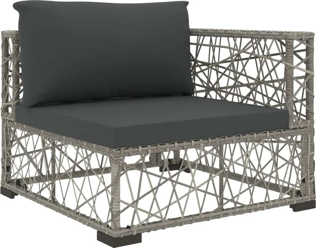 VidaXL 5-tlg. Garten-Lounge-Set Mit Kissen Poly Rattan Grau 6 VidaXL 5-tlg. Garten-Lounge-Set Mit Kissen Poly Rattan Grau – Bild 6