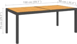 VidaXL Gartentisch 150x90x75 Cm Poly Rattan Und Akazienholz Schwarz -Kaufland f62671eae39a4ae31515f4dbdd4f67e5