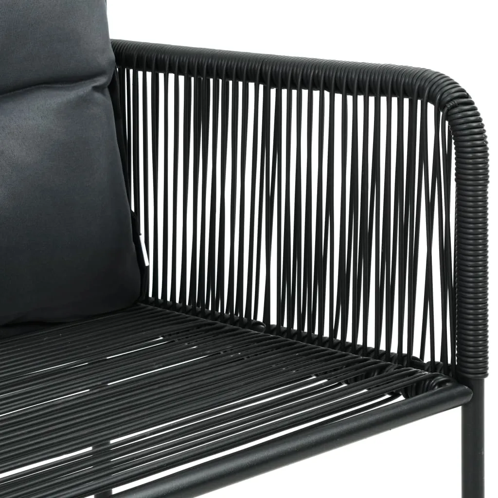 VidaXL 3-tlg. Garten-Essgruppe PVC Rattan Schwarz 7 VidaXL 3-tlg. Garten-Essgruppe PVC Rattan Schwarz – Bild 7