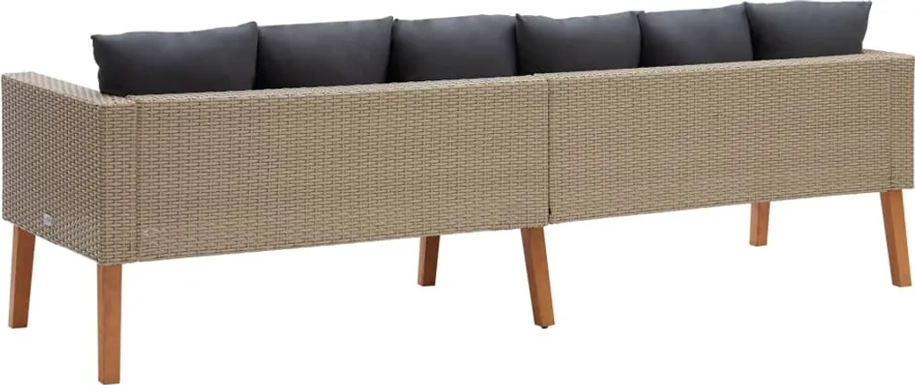 VidaXL 3-Sitzer-Gartensofa Mit Auflagen Poly Rattan Beige 4 VidaXL 3-Sitzer-Gartensofa Mit Auflagen Poly Rattan Beige – Bild 4